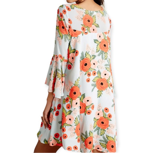 {Anthro} Paper Crown + Rifle Paper Co. Fluttered Blooms Swing Dress Blogger Fave - Picture 2 of 9